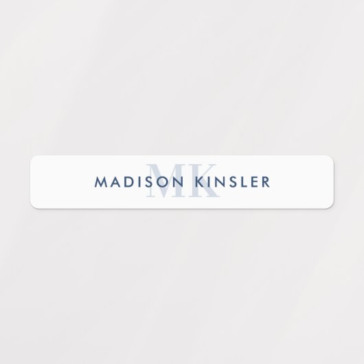 Modern Simple Initial Blue Waterproof Name Labels (Design 1)
