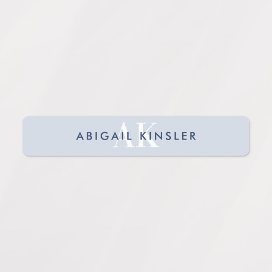 Modern Simple Initial Blue Waterproof Name Labels (Design 2)