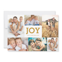 Modern Simple Joy Holiday Photo Collage Kaart