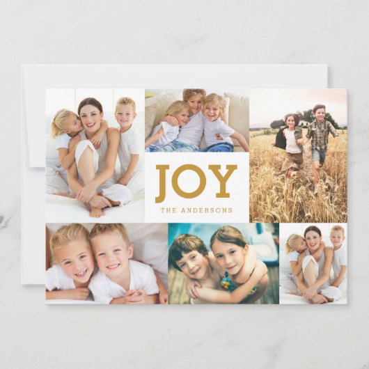 Modern Simple Joy Holiday Photo Collage Kaart (Voorkant)