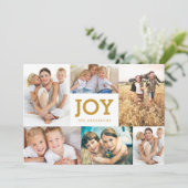 Modern Simple Joy Holiday Photo Collage Kaart (Staand voorkant)