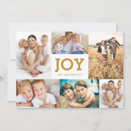 Modern Simple Joy Holiday Photo Collage Kaart