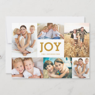 Modern Simple Joy Holiday Photo Collage Kaart