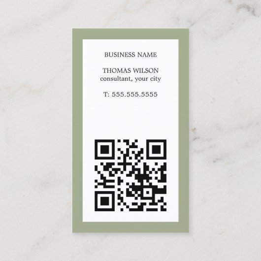 Modern Simple Khaki White QR Code Consultant  Visitekaartje (Achterkant)