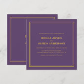 Modern Simple Lavender Gold Wedding Kaart (Voorkant / Achterkant)