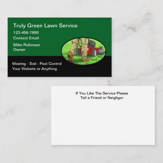 Modern Simple Lawn Service Business Cards Visitekaartje (Voorkant / Achterkant)