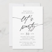 Modern Simple Let's Party Script Birthday Photo Kaart (Voorkant)