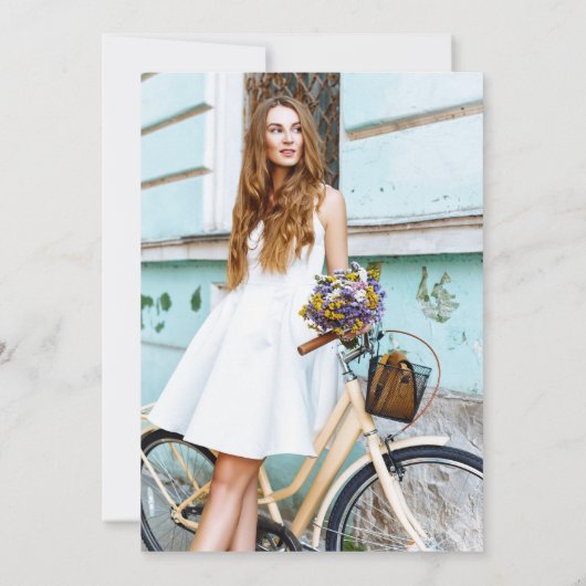 Modern Simple Let's Party Script Birthday Photo Kaart (Achterkant)