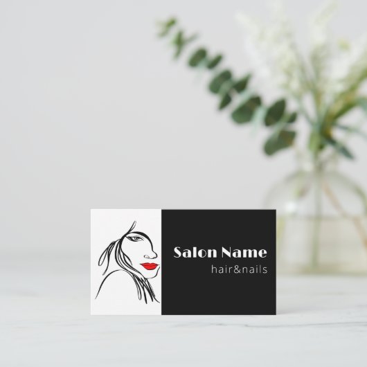 Modern Simple Line Art Salon Voeg uw Logo toe Visitekaartje (Staand voorkant)