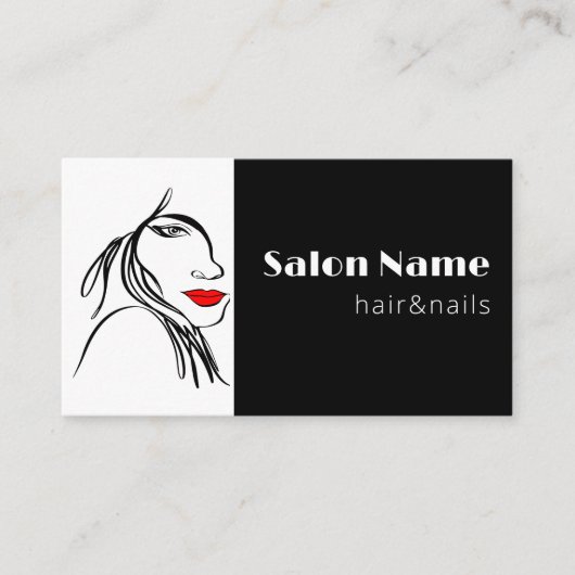 Modern Simple Line Art Salon Voeg uw Logo toe Visitekaartje (Voorkant)