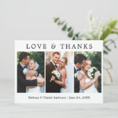 Modern Simple Love and Bedankt 3 Photo Wedding (Staand voorkant)