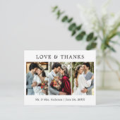 Modern Simple Love and Bedankt Wedding 3 Foto Briefkaart (Staand voorkant)