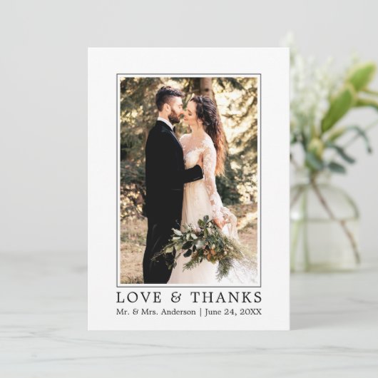 Modern Simple Love and Bedankt Wedding Photo (Staand voorkant)