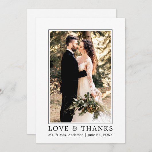 Modern Simple Love and Bedankt Wedding Photo (Voorkant / Achterkant)