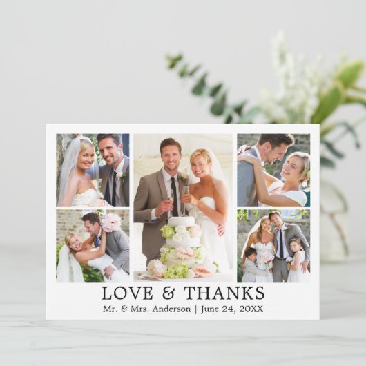 Modern Simple Love Bedankt Weddenschap 5 Foto (Staand voorkant)