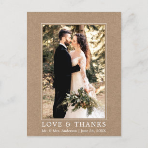 Modern Simple Love Bedankt Weddenschap Foto Kraft Briefkaart