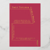 Modern Simple Magenta Gold Calligraphy Wedding Folie Uitnodiging (Voorkant)