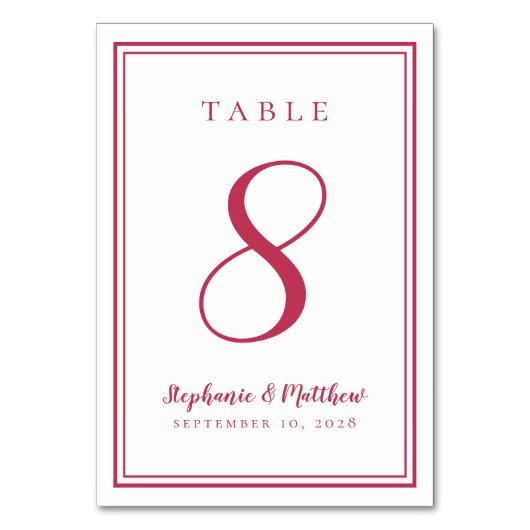 Modern Simple Magenta Red Wedding Custom Trendy Kaart (Voorkant)