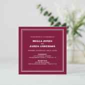 Modern Simple Magenta White Wedding Kaart (Staand voorkant)