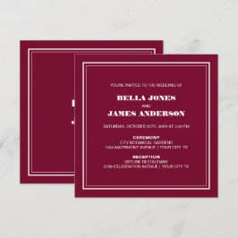 Modern Simple Magenta White Wedding Kaart