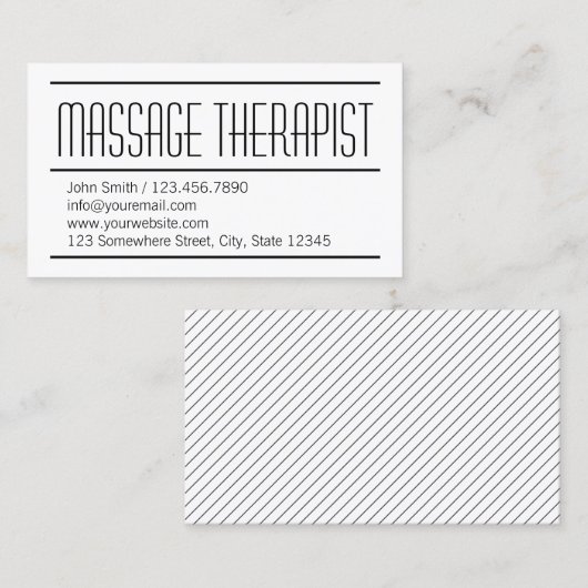 Modern Simple Massage Therapist Visitekaartje (Voorkant / Achterkant)