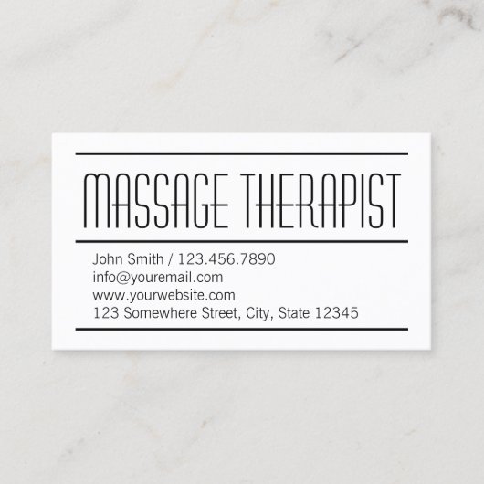 Modern Simple Massage Therapist Visitekaartje (Voorkant)