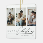 Modern Simple Merry Christmas Elegant Script Photo Keramisch Ornament (Links)