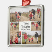 Modern Simple Merry Christmas Photo Collage Metalen Ornament (Links)