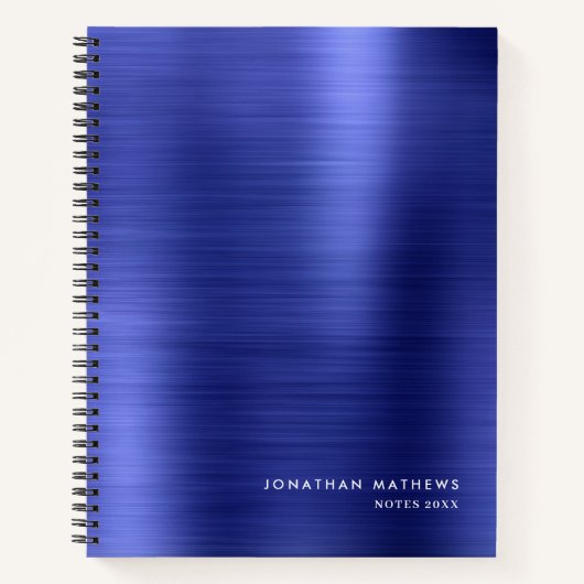 Modern Simple Metallic Borhed Royal Blue Notitieboek (Voorkant)