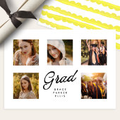 Modern Simple Minimal 5 Photo Collage Graduation Aankondiging