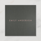 MODERN SIMPLE MINIMAL FAUX DONKER ZILVER GRIJS ZWA VIERKANTE VISITEKAARTJE (Voorkant)