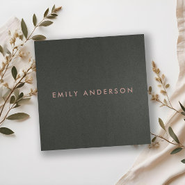 MODERN SIMPLE MINIMAL FAUX DONKER ZILVER GRIJS ZWA VIERKANTE VISITEKAARTJE