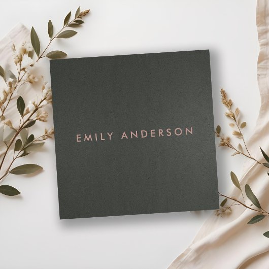 MODERN SIMPLE MINIMAL FAUX DONKER ZILVER GRIJS ZWA VIERKANTE VISITEKAARTJE