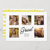 Modern Simple Minimalist 5Photo Collage Graduation Aankondiging (Voorkant / Achterkant)