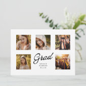Modern Simple Minimalist 5Photo Collage Graduation Aankondiging (Staand voorkant)