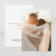 Modern Simple Minimalist Black White Photo Wedding