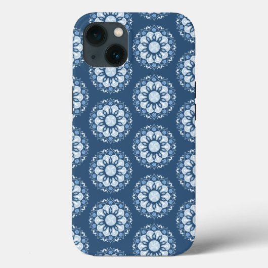 Modern Simple Minimalist Blue Mandala Pattern Case-Mate iPhone Case (Achterkant)