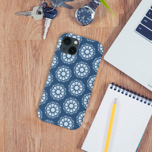 Modern Simple Minimalist Blue Mandala Pattern Case-Mate iPhone Case