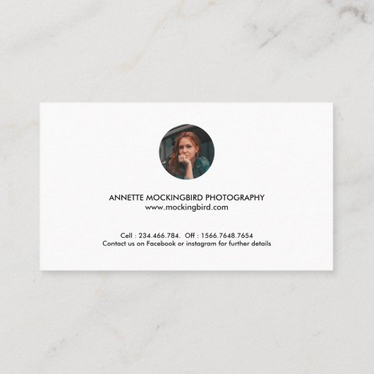 Modern Simple Minimalist Family Photography Visitekaartje (Achterkant)