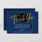 Modern Simple Minimalist Golden Navy Afstuderen Bedankkaart (Voorkant / Achterkant)