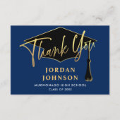 Modern Simple Minimalist Golden Navy Afstuderen Bedankkaart (Voorkant)