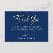 Modern Simple Minimalist Golden Navy Afstuderen Bedankkaart (Achterkant)