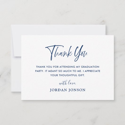 Modern Simple Minimalist Golden Navy Afstuderen Bedankkaart (Achterkant)