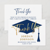 Modern Simple Minimalist Golden Navy Afstuderen Bedankkaart (Voorkant / Achterkant)