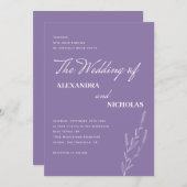 Modern Simple Minimalist Lavender Floral Wedding Kaart (Voorkant / Achterkant)