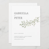 Modern Simple Minimalist Leaf Branch Wedding Invi Kaart (Voorkant / Achterkant)