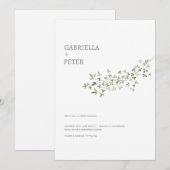 Modern Simple Minimalist Leaf Branch Wedding Kaart (Voorkant / Achterkant)