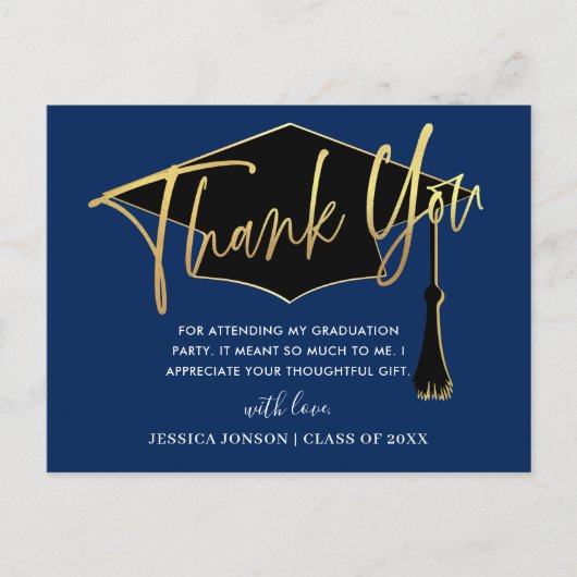 Modern Simple Minimalist Navy Afstuderen Hartelijk Briefkaart (Voorkant)