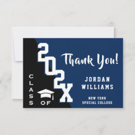 Modern Simple Minimalist Navy Blue Afstuderen Bedankkaart