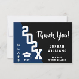 Modern Simple Minimalist Navy Blue Afstuderen Bedankkaart